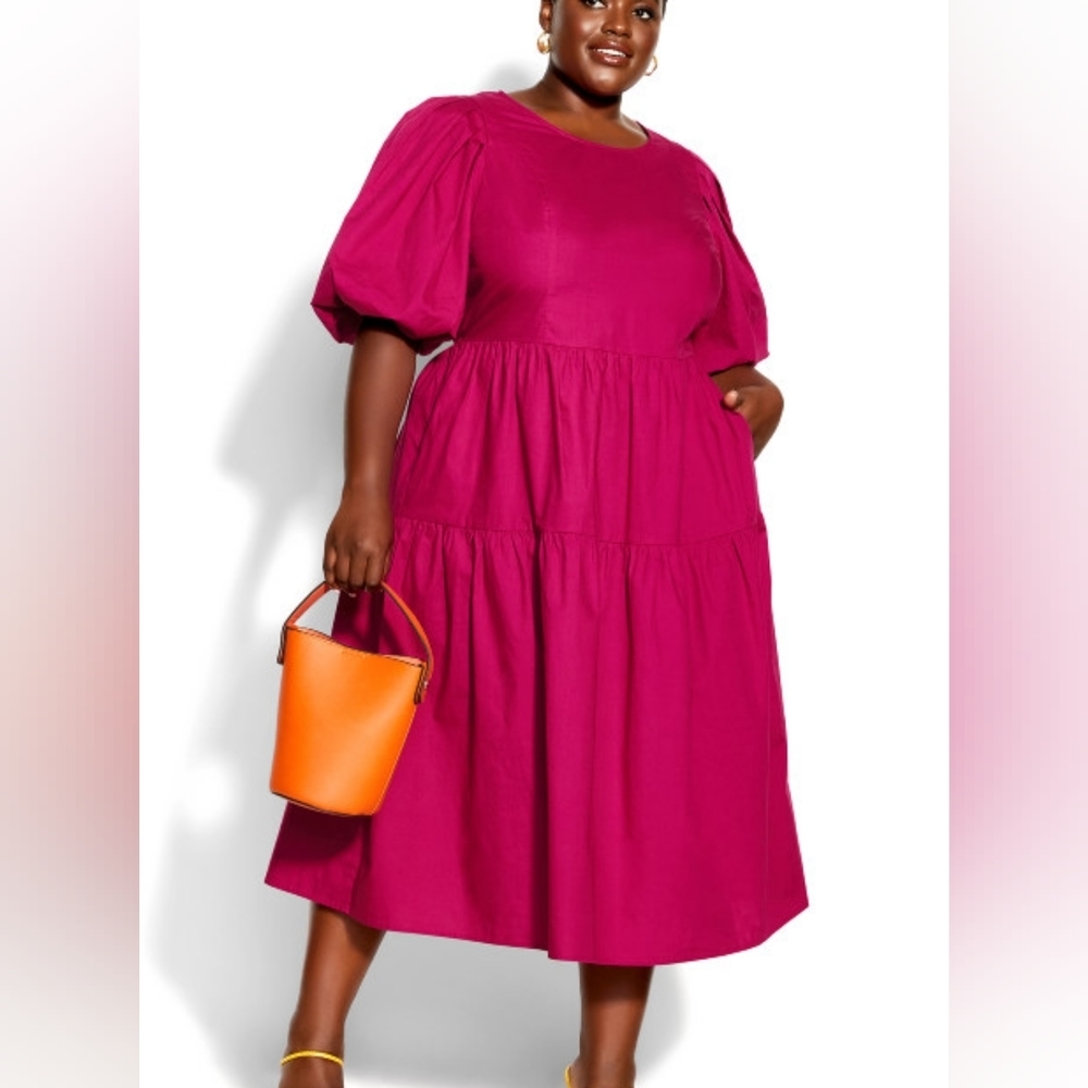 CITY CHIC Vienna Dress - pop pink